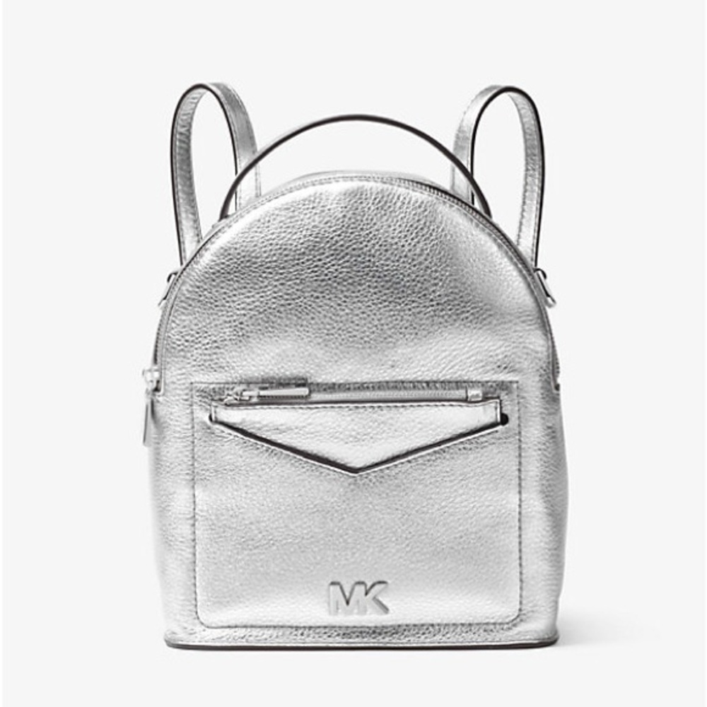 Michael‎ Kors Jessa Small Silver Metallic Pebbled Leather Convertible Backpack - Picture 11 of 11